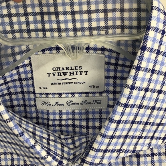 Charles Tyrwhitt Men’s Non-Iron Extra Slim Fit Button Down Shirt Work Size 16/38 - Picture 4 of 5